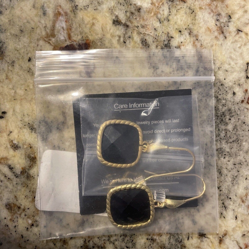 NWT RIVKA FRIEDMAN BLACK CATS EYE DANGLE EARRINGS
